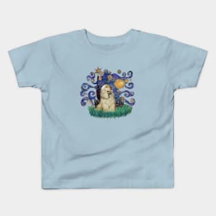 A Starry Night (Van Gogh) Derivative Featuring a Cocker Spaniel (buff) Kids T-Shirt